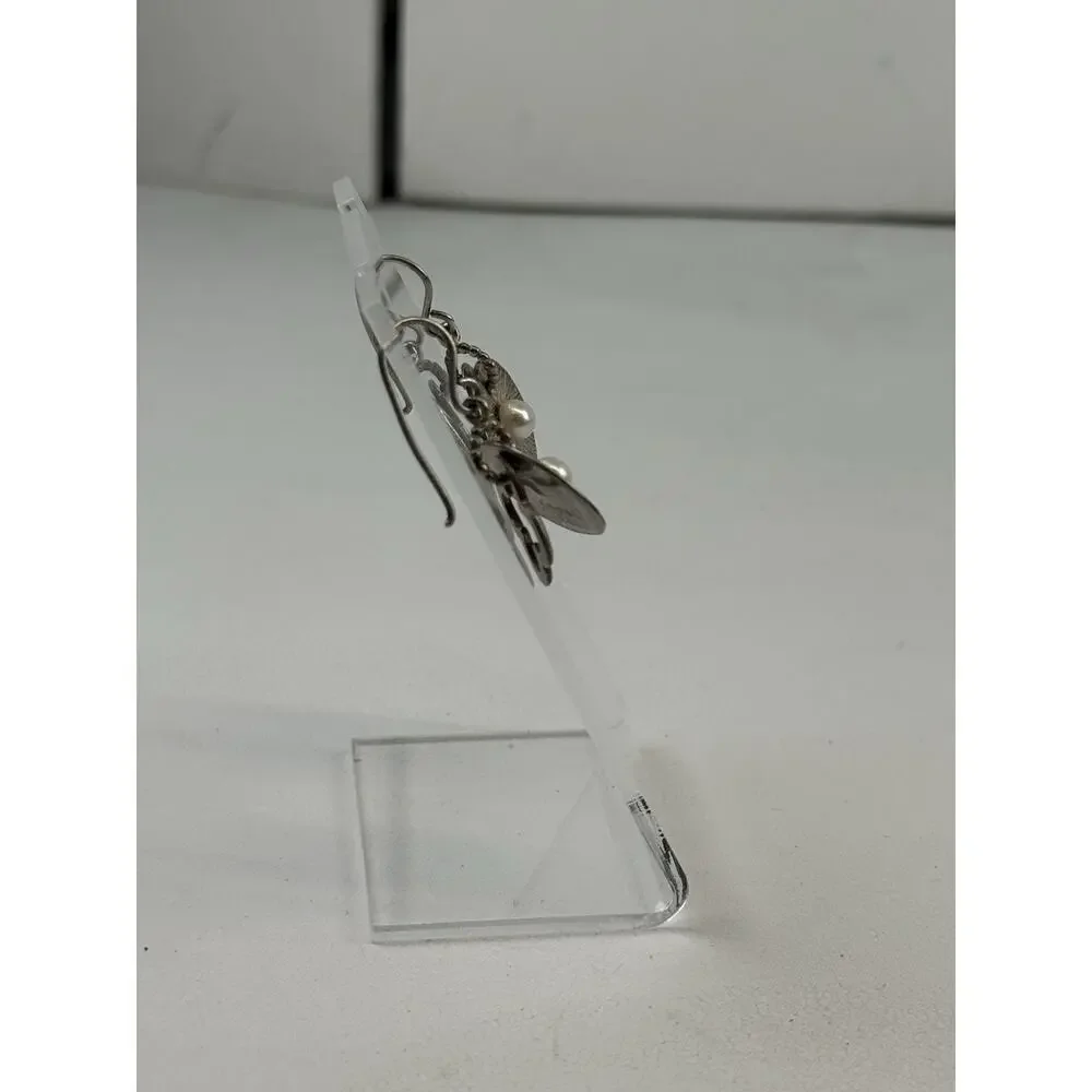 Didae Israel Sterling Silver Hook Pierced Earrings Real Pearl